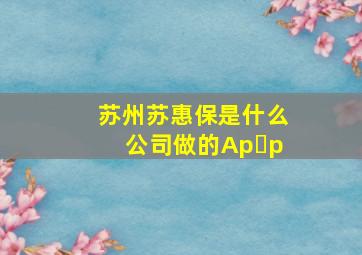 苏州苏惠保是什么公司做的Ap p